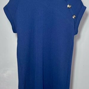 Blue Button-Detail Women's Dress